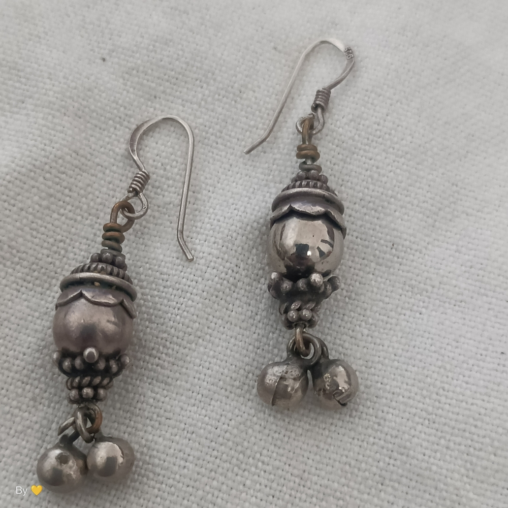 Sterling Silver Dangle Bead Earrings - Silver